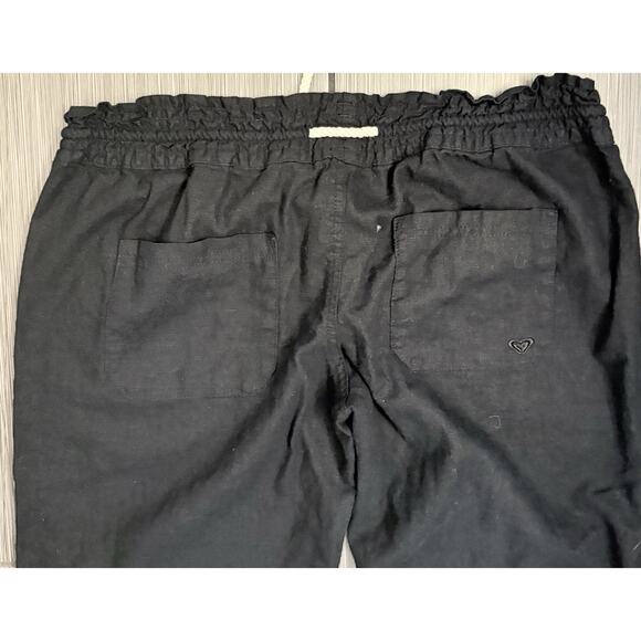 Roxy Women’s Black Linen Blend Wide Leg Pants Size XL Lightweight Breathable - Picture 5 of 6